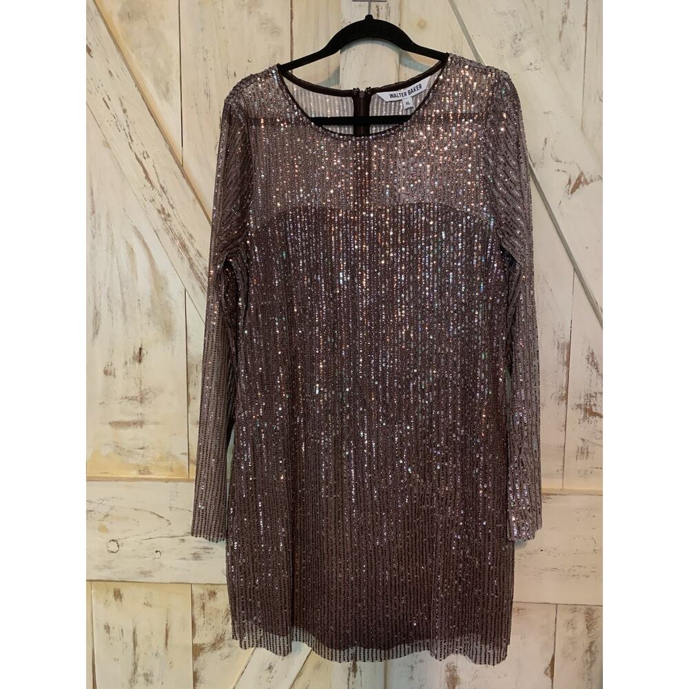 Walter Baker Women’s Semi Sheer Sequin Mini Cocktail Party Dress Size XL $368